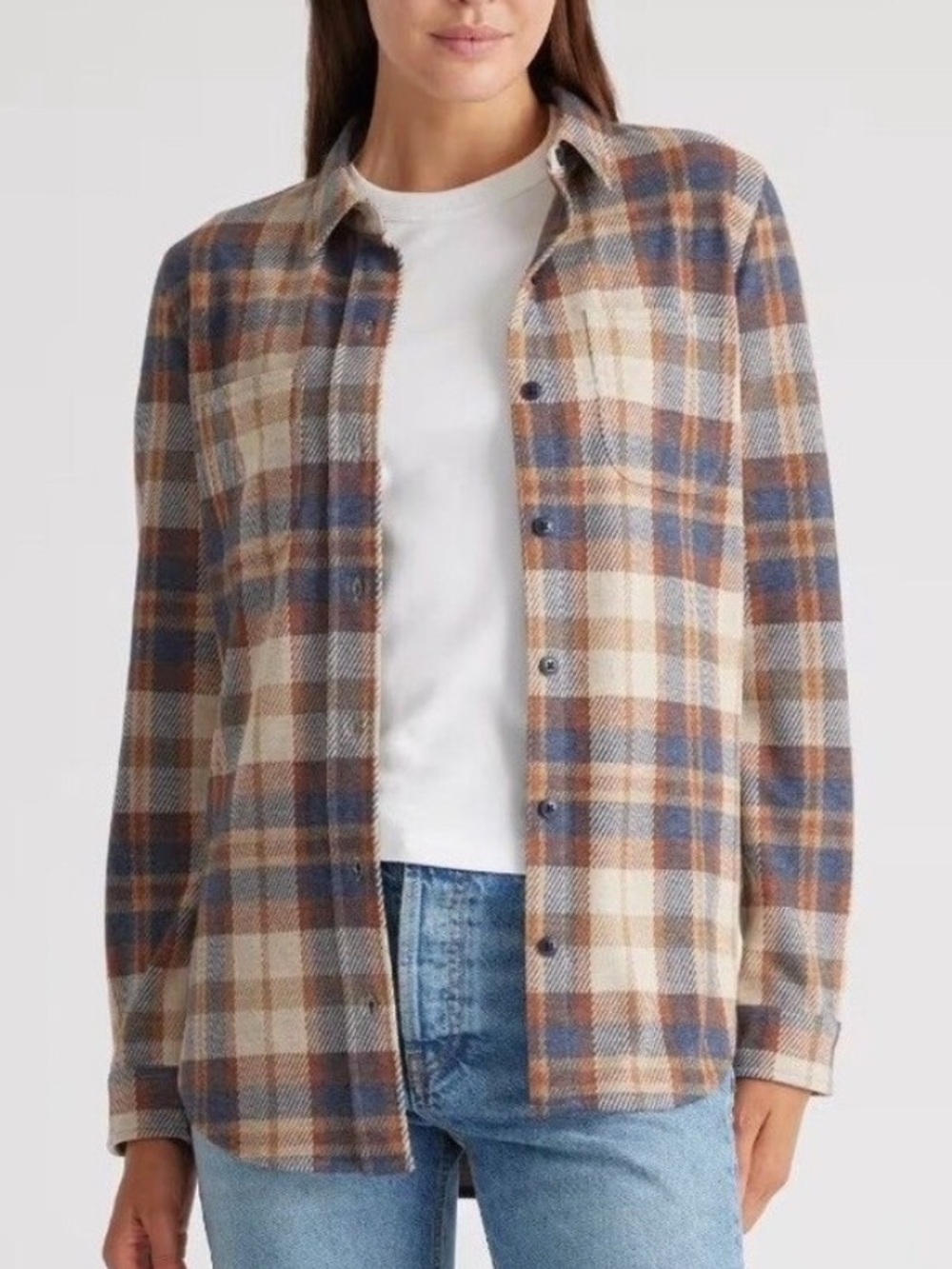 Quince Plaid Fleece Size Medium Button Down Shirt